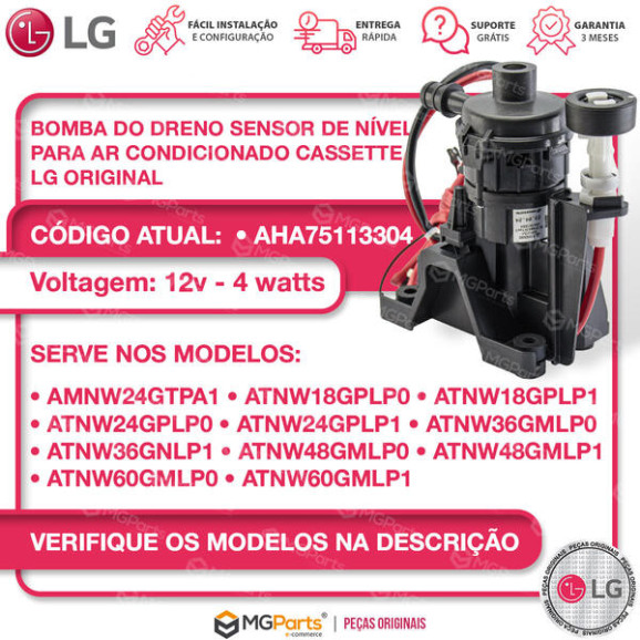 Modelos Bomba De Dreno Ar Cassete LG Sensor De Nível 12v AHA75113304