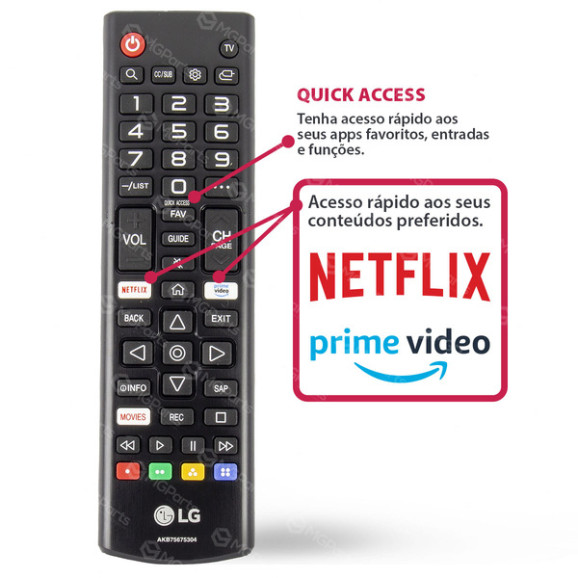 Controle Original Com Teclas Netflix E Prime Video Smart Tv LG