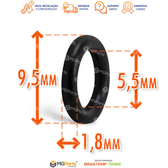 Dimensões Borracha Oring Vedação Saída Válvulas Fogão Brastemp Original