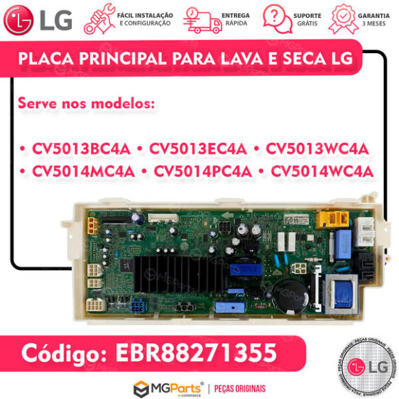 Modelos compatíveis com Placa Principal Lava E Seca LG VC4 EBR88271355 Original