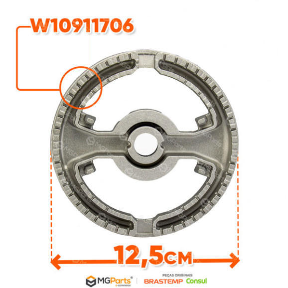 Dimensões Queimador Central Dupla Chama Fogão Brastemp W10911706